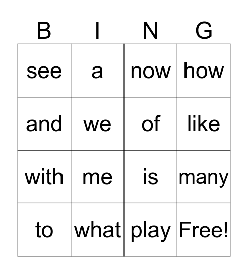 Red Words Bingo Card