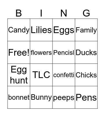 Easter Bingo Card