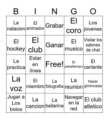 1b Vocabulary Bingo Card