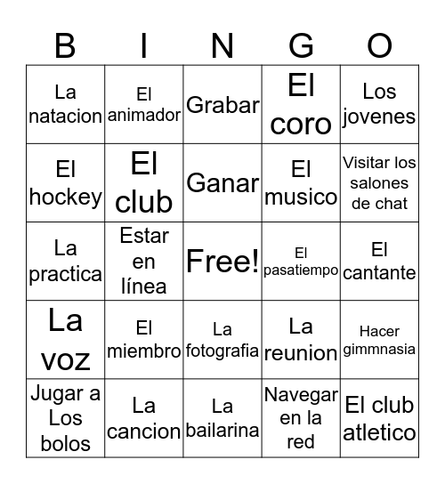 1b Vocabulary Bingo Card