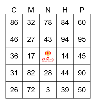 All Proceeds Benefit Children's Hospital of Pittsburgh  Bingo Card