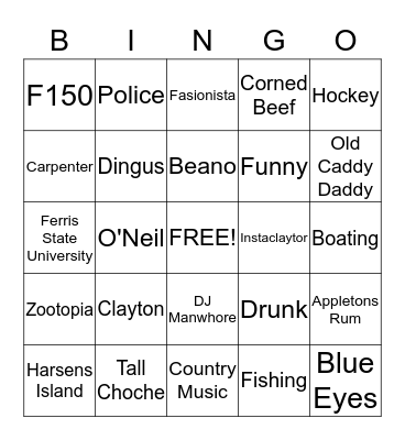 Clayton Bingo! Bingo Card
