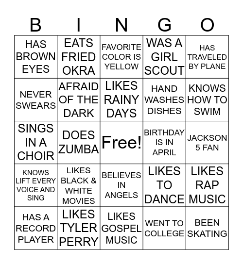 GETTING TO KNOW YOU Bingo Card