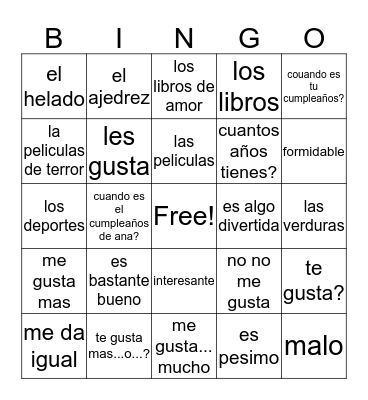 Chapter 2 Part 2 Bingo Card