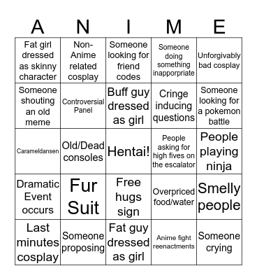 Anime Boston 2018 Bingo Card Bingo Card