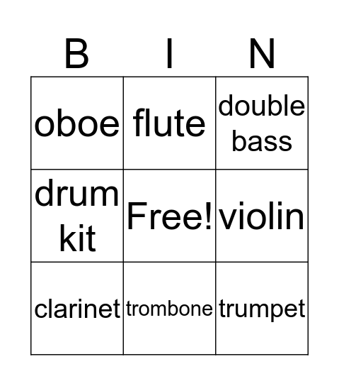 Musical Instruments! Bingo Card