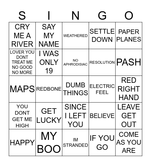 172 TRIPLE J LIKE A VERSION Bingo Card