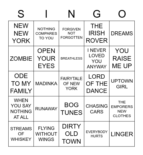 174 BEST OF IRISH Bingo Card