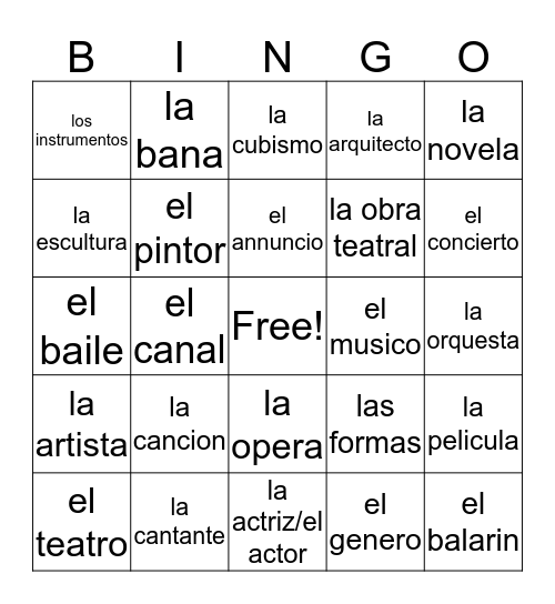 Spanish 3 Bingo Card