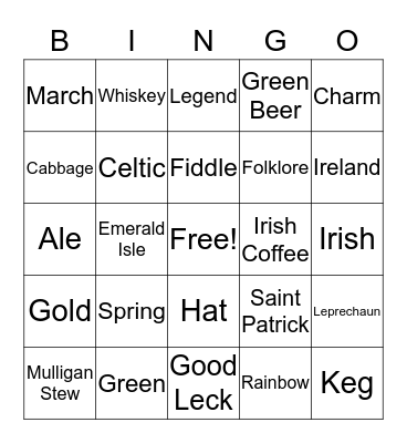 St. Patty Day Bingo Card