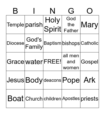 The Catholic Church Bingo Card