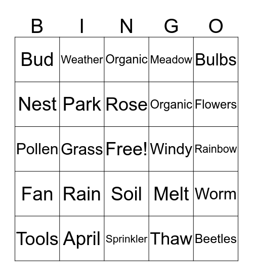 Spring Bingo Card