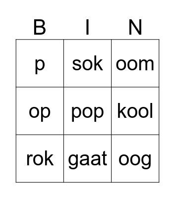 Kern Start Bingo Card