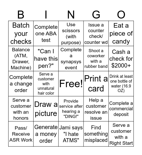 Slow Tuesday Bingo Card