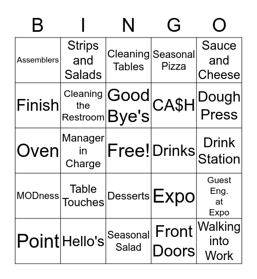 MOD Bingo Card