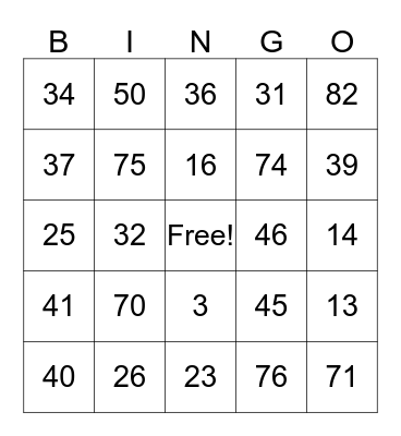 Arla Sport Relief BINGO 2018 Bingo Card