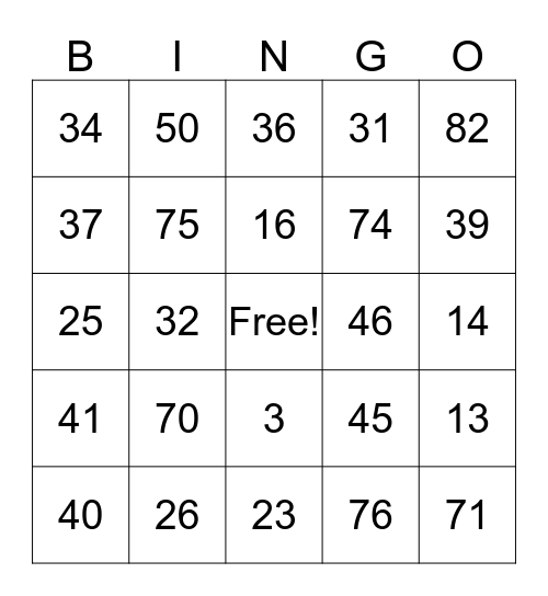 Arla Sport Relief BINGO 2018 Bingo Card