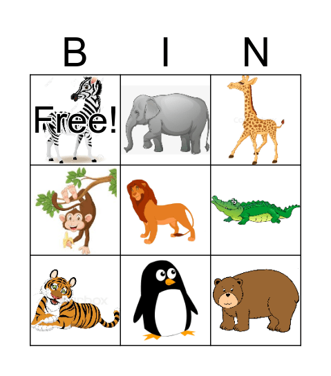 At the zoo Bingo Card