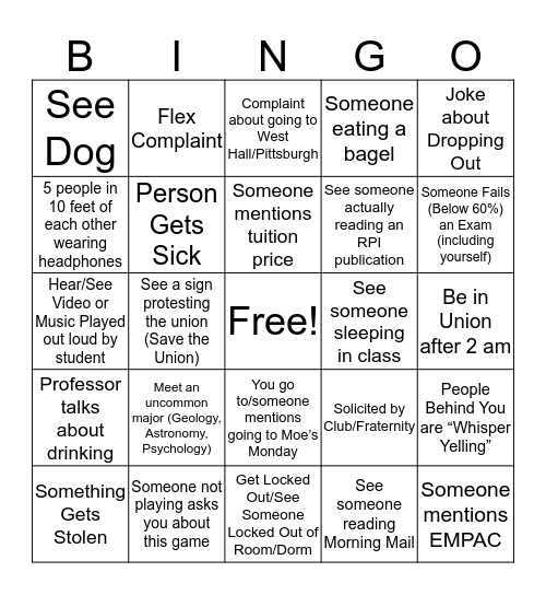 RPI Bingo Card