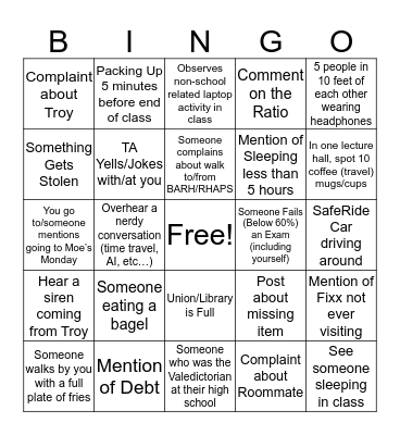 RPI Bingo Card