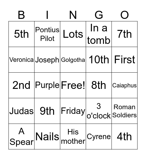 LENT Bingo Card