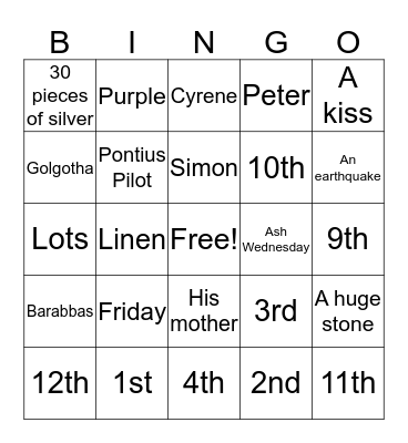 Lent  Bingo Card