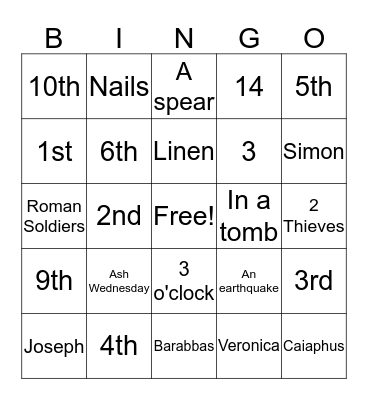 Lent Bingo Card
