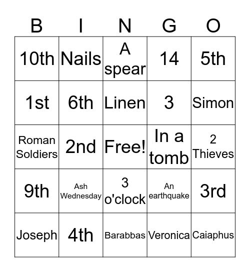 Lent Bingo Card