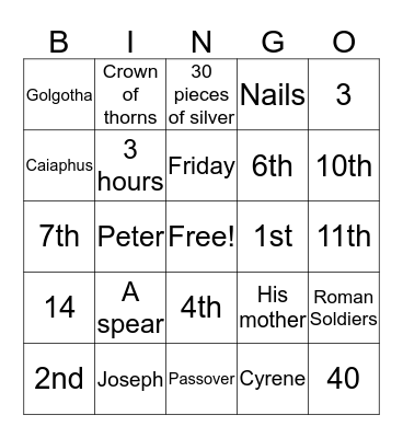 Lent  Bingo Card