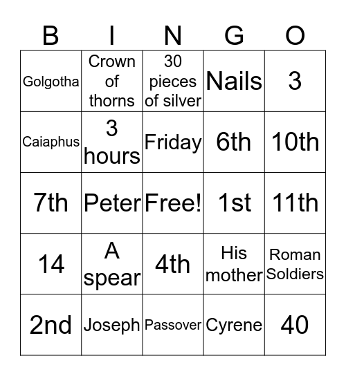 Lent  Bingo Card