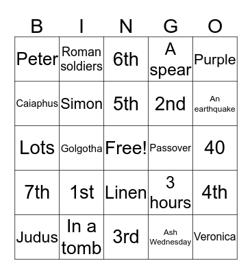 Lent Bingo Card