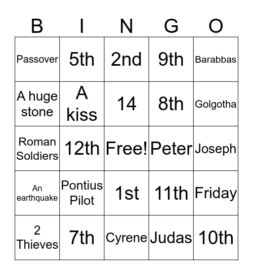 Lent Bingo Card