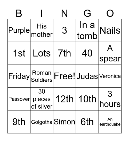 Lent  Bingo Card