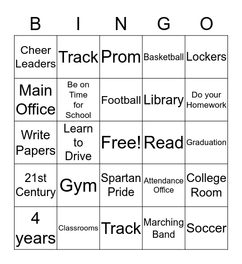 Southeast High School  Bingo Card
