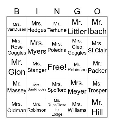 Parent Teacher Conference Bingo Card
