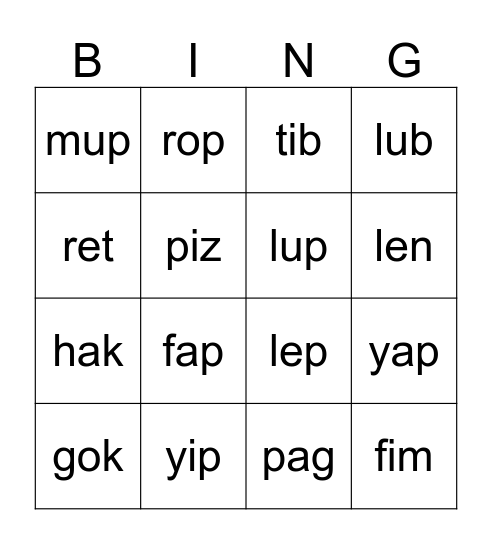 Yip Yap Woof Bingo Card