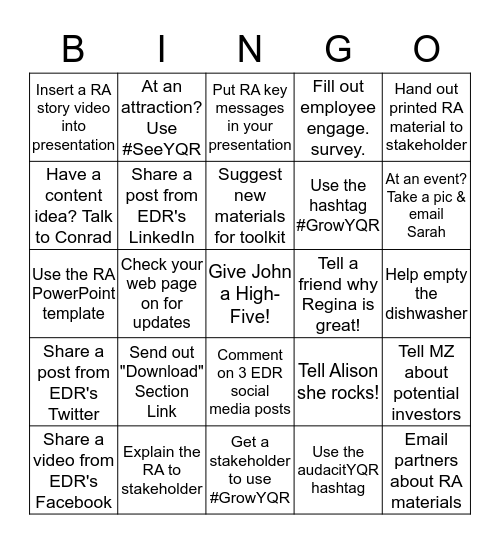 EDR BINGO Card