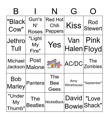 Jimmy Geez Music Bingo Card