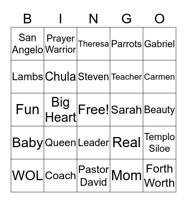 Sylvia's Bingo Card