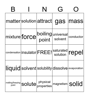 Physical Science 1 Bingo Card