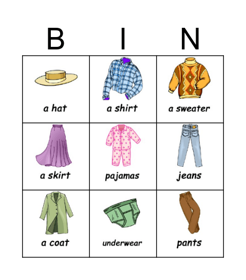 CLOTHES BINGO Card