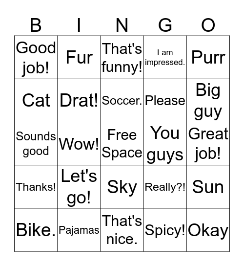Dad Bingo Card