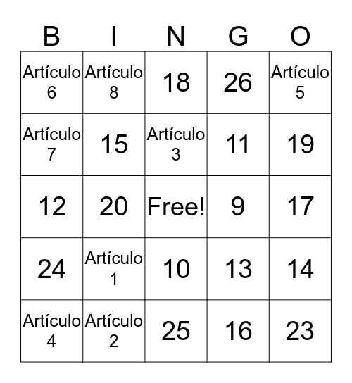DERECHO CONSTITUCIONAL Bingo Card