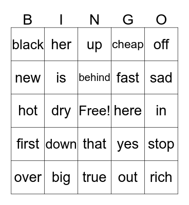 Let's Go 2  Bingo Card