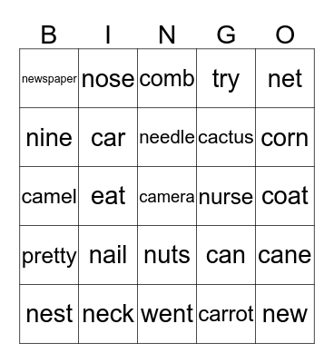 Wordlist 4 Bingo Card