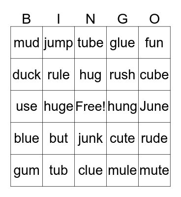 Long U and Short U Bingo Card