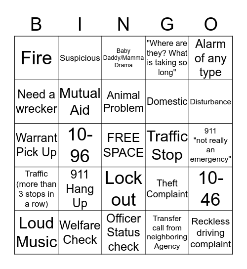 Dispatcher Bingo  2018 Bingo Card