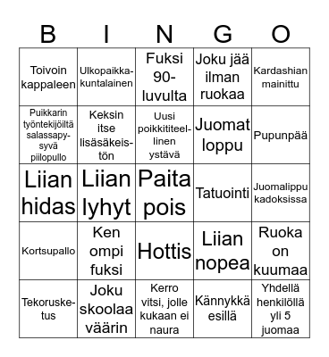 Reality TV- sitsibingo! Bingo Card