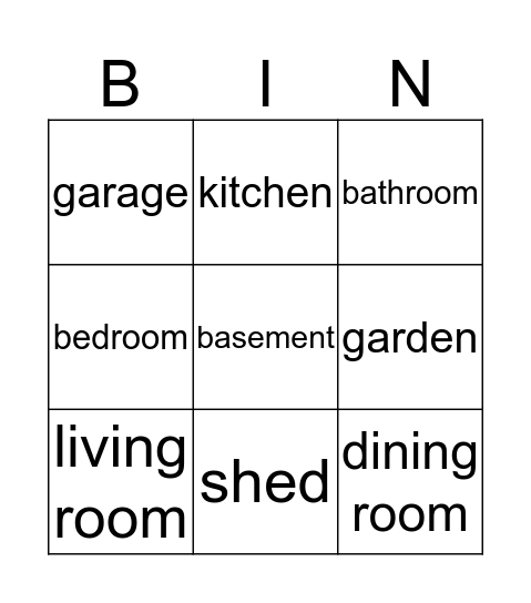 My House Bingo Card