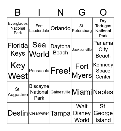 Florida Bingo Card